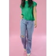 thumbnail image 7 of Women's Bright Green High Neck Short Sleeve Sweater – Casual Summer Essential, XL, 7 of 7
