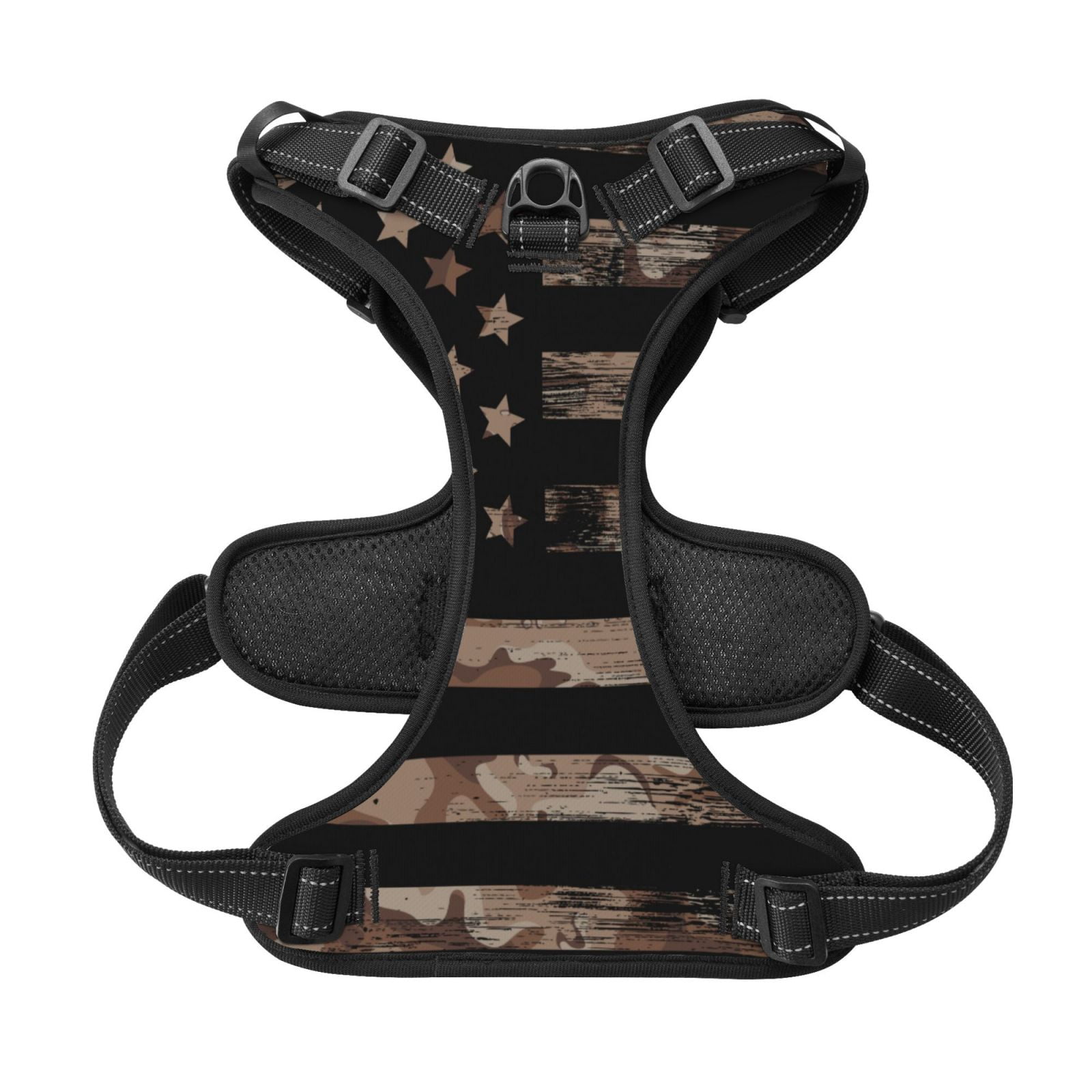 Picia American Flag with Desert Camouflage No-Pull Dog Harness Reflective Front Clip Vest with Handle,Step-in Air Dog Harness,Adjustable 2 Metal Rings 4 Buckles,Easy to Put on & Take Off Medium