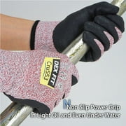 DEX FIT CRU553 Red Level 5 Cut Resistant Gloves (Power Grip, Durable Foam, Medium) - 1 Pair