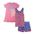 thumbnail image 1 of Set de Pijama 3 Piezas en Algodón Hipoalergénico, Camisón Manga Corta, Camiseta y Short Baby Creysi Rosa 14 Años, 1 of 3