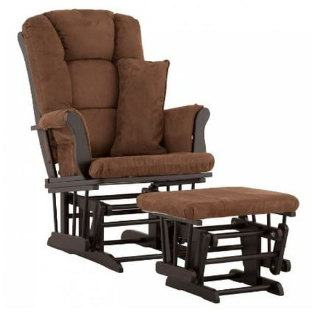 Storkcraft Tuscany Glider and Ottoman with Lumbar Pillow Black Finish and Chocolate...