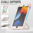 thumbnail image 5 of Case for iPad 9th 8th 7th Gen 10.2 inch 2021 2020 2019, 360 Rotating Stand Handle Pencil Holder Shoulder Strap Heavy Duty Shockproof Cover, Rainbow Pink, 5 of 7