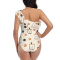 thumbnail image 6 of Yiaed Milk Tea Print Women One Piece Swimsuits Tummy Control One Shoulder Bathing Suits Pattern Ruffle Swimwear-X-Large, 6 of 8