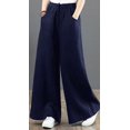 thumbnail image 1 of Pantalones de mujer de algodón y lino artísticos de primavera y verano Pantalones holgados de pierna ancha de talla grande Pantalones de cintura alta Pantalones rectos Pantalones de lino, 1 of 5