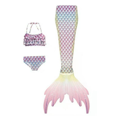 

EYIIYE Kids Girls Summer 3pcs Mermaid Swimsuit Mermaid Tails Swimming Bikini Bathing Suit Beachwear