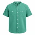 thumbnail image 3 of Blmnix Men T Shirt Denim Shirt Oversized Big And Tall Shirts Guide T Shirts Green Button Down Jewel Neck Short Sleeve Men Shirts Casual,XXXL, 3 of 4