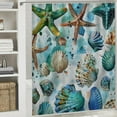 thumbnail image 6 of Creowell  Teal Ocean Seashell Shower Curtain Beach Nautical Starfish Seashell Shower Curtain Waterproof Fabric Bathroom Decor Curtain with Hooks White, 6 of 7