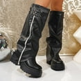 thumbnail image 5 of Black Ladies Knee High Boots With A Chunky Sole And Round Toe For A Versatile And Stylish Casual Wear, 5 of 9