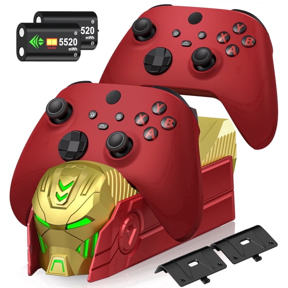 QQV for Xbox Controller Charging Station with 2x5520mWh Rechargeable Battery Packs for Xbox One/Series X|S /Elite Controller