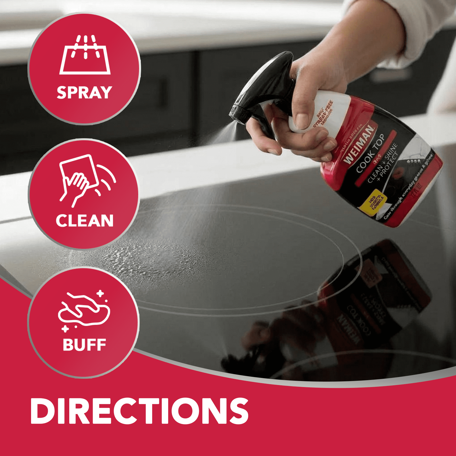 Weiman Daily Cooktop Cleaner Spray for Easy Daily Cleaning, Streak-Free Shine, 12 fl oz