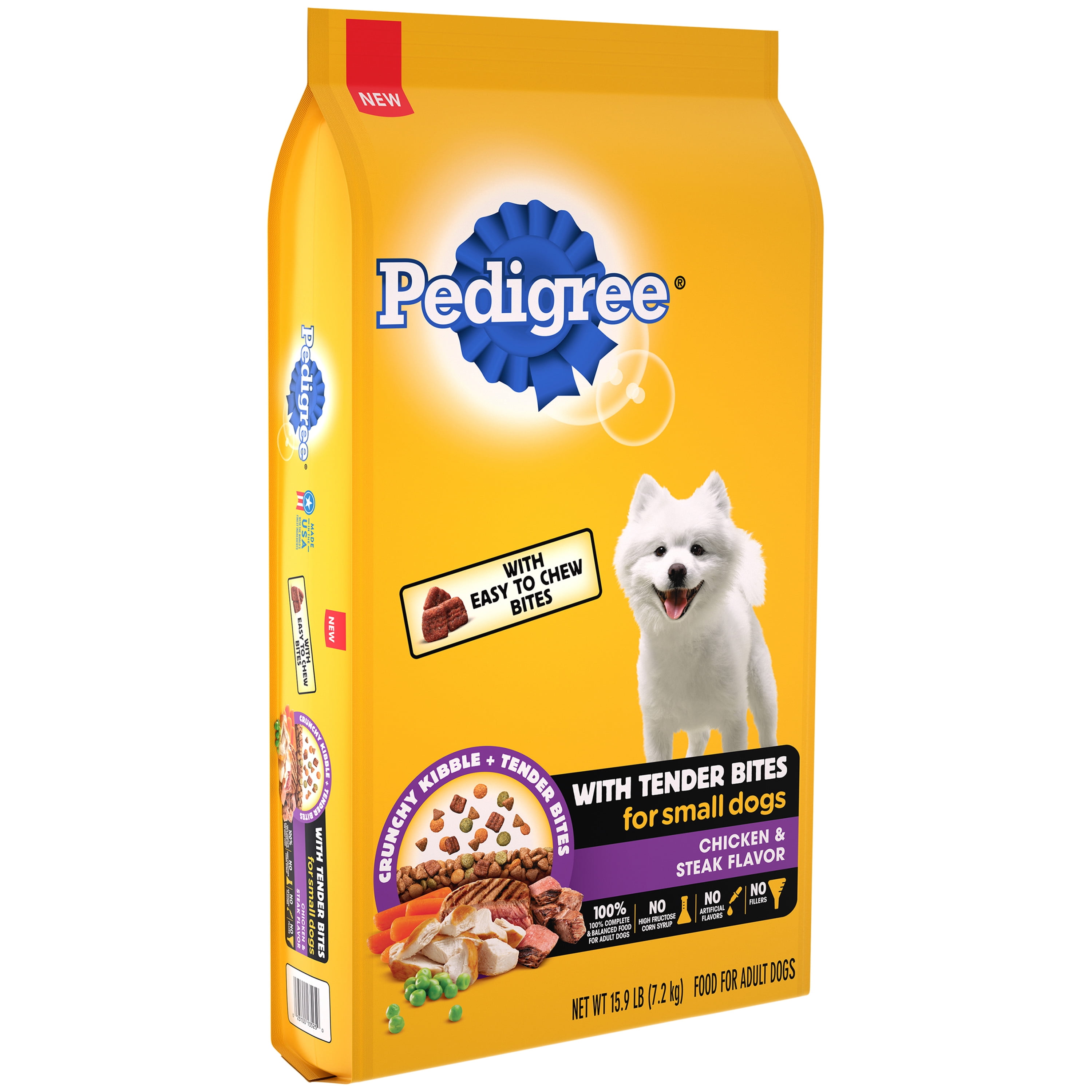 Pedigree Small Breed Adult Dog Food Tender Bites Kibble Chicken Steak 15.9 lb Bag Walmart