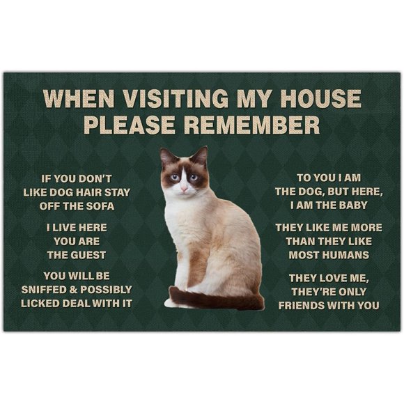 Vintage Cat Metal Signs-When Visiting My House Please Remember Funny Tin Sign,Retro Art Funny Metal Poster Decorations For Home Bar Pub Cafe Room Wall Decor 8"x12"