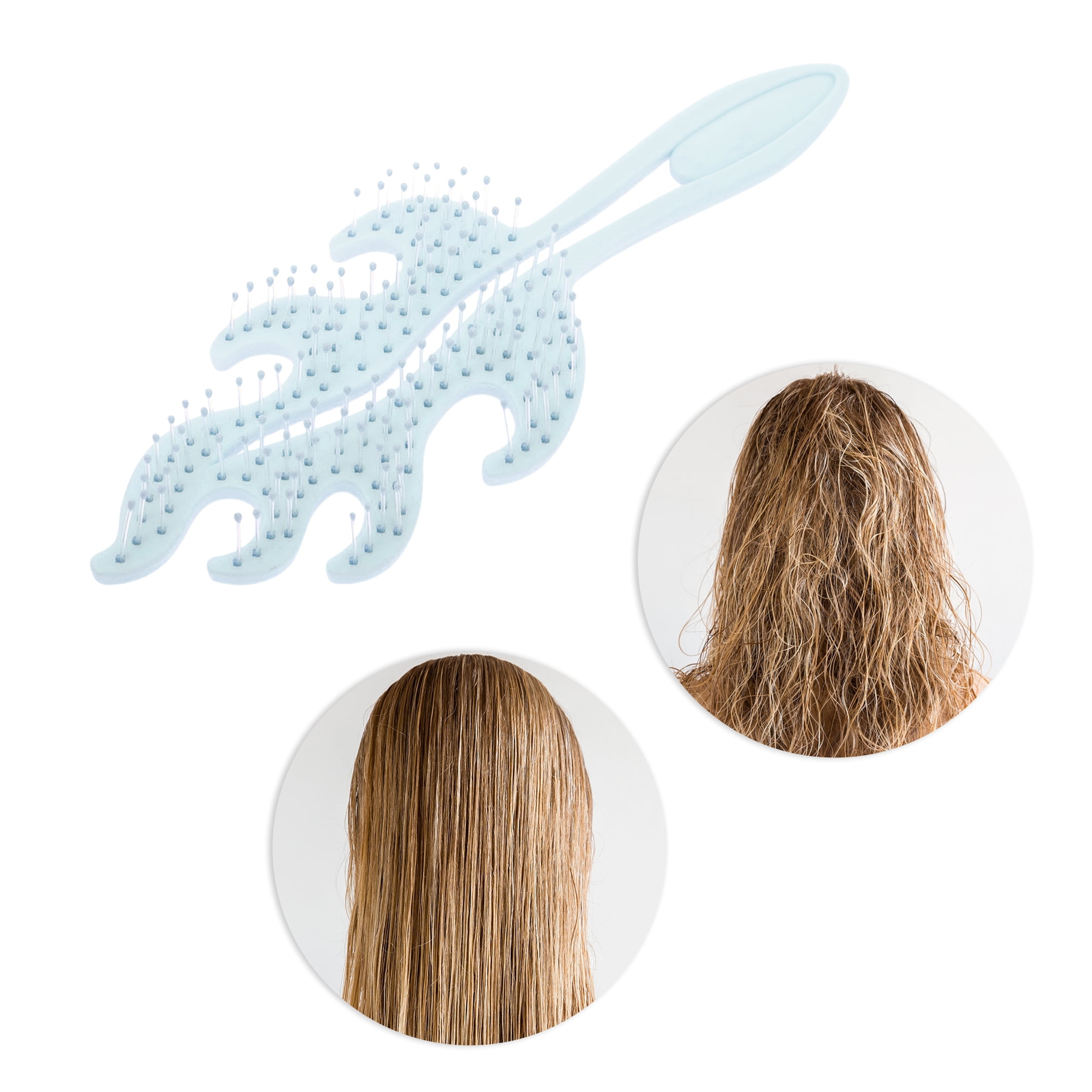 Unique Bargains 1 Pc Solid Flame Hollow Comb Hair Brush Blue ABS Nylon