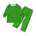 thumbnail image 2 of Moda Navidad Niño Color Sólido Blusa Pantalones Ropa Familiar Pijamas Niño Poliéster Tops Pantalones, 2 of 5
