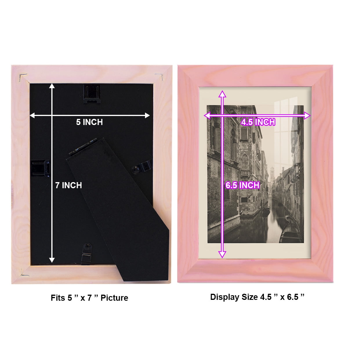 Vintage Views of Venice V - Framed Print w/glass - Sunset Pink
