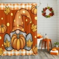 thumbnail image 2 of Shower Curtain 60"W x 72"L Autumn Gnome Thanksgiving Maple Leaf Fabric Shower Curtains Set with Hooks Water Repellent Bathroom Curtains Machine Washable Bathroom Accessories, 2 of 6
