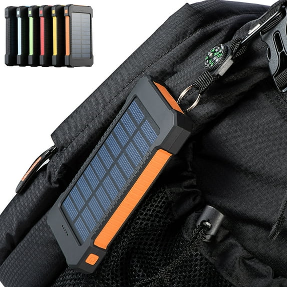 iMeshbean 30000mAh Solar Charger for Cell Phone, Portable Solar Power Bank with Dual 5V USB Ports, LED Light Flashlight, Compass Battery Pack for Outdoor Camping Hiking,Yellow