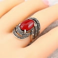 thumbnail image 3 of BAYAIXZ Wedding Bands for Women Boho Ethnic Bride Wedding Crystal Ring Antique Big Stone Rings for Women Vintage Wedding Jewelry Rings for Her Silicon Rings Travel Rings for Women (Red,10), 3 of 6