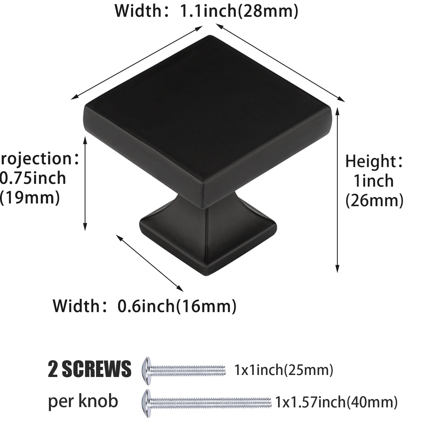 Goldenwarm Black Cabinet Knobs Matte Drawer Knobs Square Cabinet Hardware 15 Pack