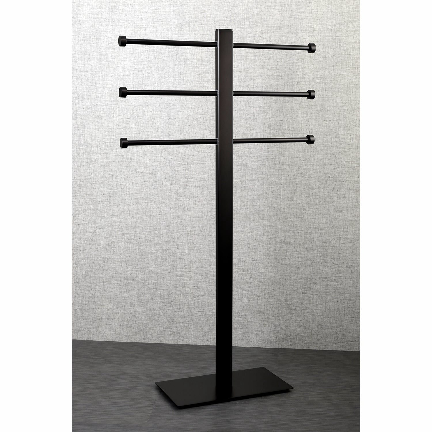 Kingston Brass Edenscape CCS6028 Freestanding Stainless Steel Towel Holder with Rectangular Base, Satin Nickel