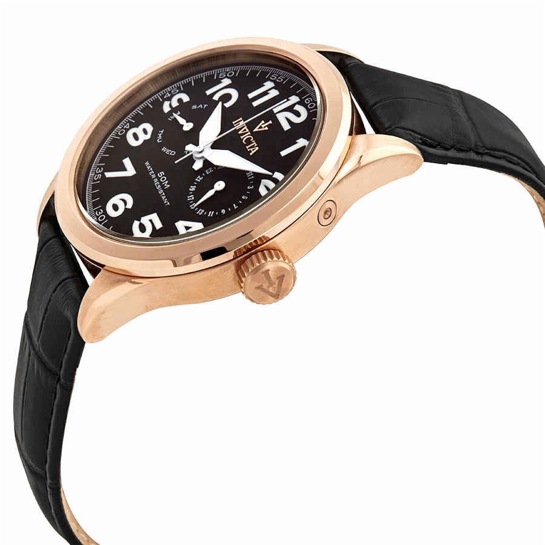 Invicta Men's 11742 Vintage Master Calendar Black Dial Black Leather Watch