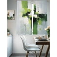 thumbnail image 4 of Abstract Watercolor Sheer Curtains 72 Inches Long 2 Panels Abstract Green Black Geometric Light Filtering Semi Sheer Window Curtains Drapes for Bedroom Living Room 52"x72", 4 of 7