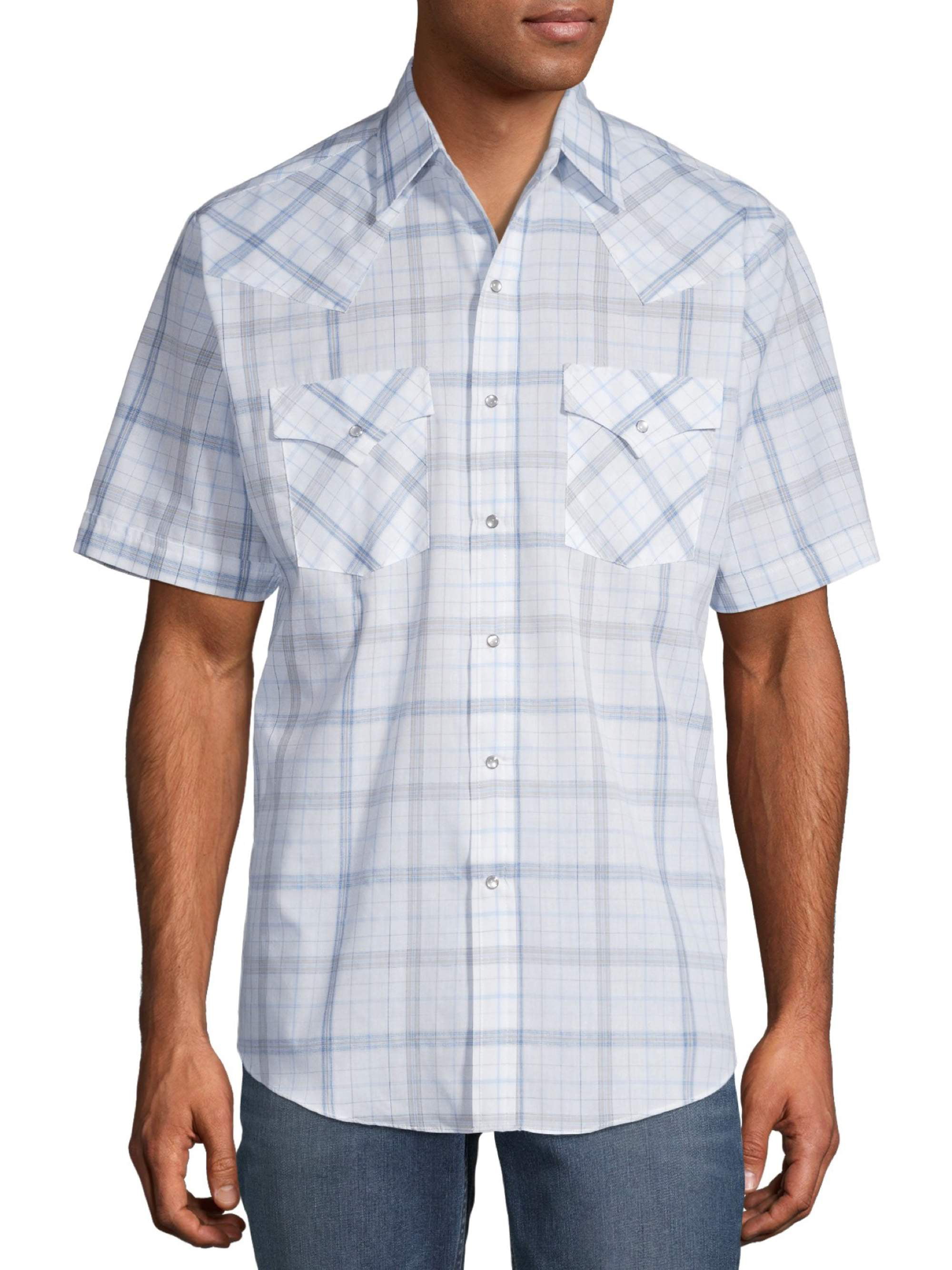 Plains Men's and Big Men's Short Sleeve Plaid Western Shirt - Walmart.com