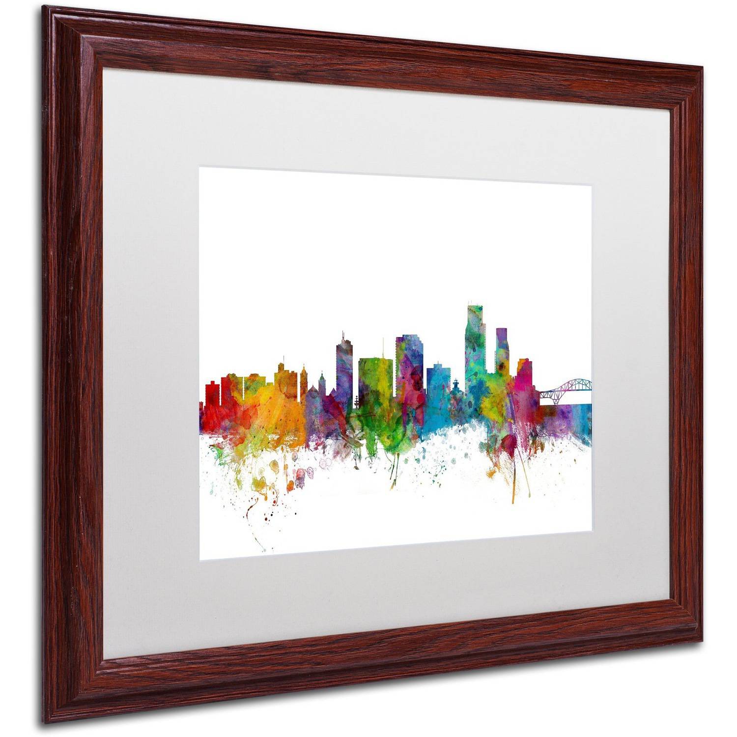Trademark Fine Art 'Corpus Christie Texas Skyline' Canvas Art by Michael Tompsett, White Matte, Wood Frame