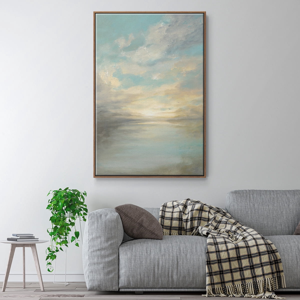 Morning Glory Framed Premium Gallery Wrapped Canvas - Ready to Hang - 25 x 37 - Walnut Floating Frame