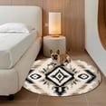 thumbnail image 2 of Round Rugs 4Ft, Boho Black Brown Round Area Rug Washable Indoor Throw Carpet, Southwestern Geometric Ethnic Retro Soft Non Slip Circle Rug for Kitchen Nursery Room Home Decor Aesthetic, 2 of 8