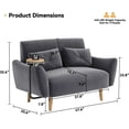 thumbnail image 2 of Brelice Loveseat Sofa, 47" Velvet Couch for Bedroom, Convertible Wooden Tray & Ergonomic Armrest, for Small Space, Apartment, Living Room, Home Office, Easy Assembly, Grey, 2 of 18