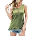 thumbnail image 1 of Dealovy Camisoles pour Femmes Décontractées à Col Rond Ajourées Amples Confortables à Franges Tuniques Unies, 1 of 6