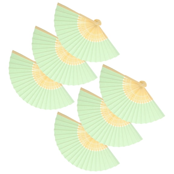 HEALEEP Chinese Folding Fans for Wedding Guests Lightweight Portable Handheld Fans with Bamboo and Paper Light Green