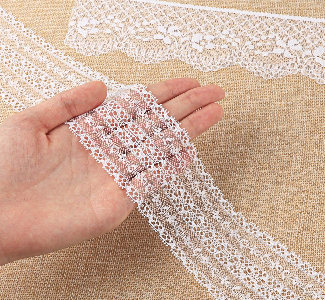 46 Yards White Lace Ribbon 14 Rolls Vintage Lace Trims 0.6 to 2.1 inch Ribbon Laces with Assorted Pattern for Sewing, Crafts, Wedding Decor, Flower Ribbons, 3.28 Yards Each