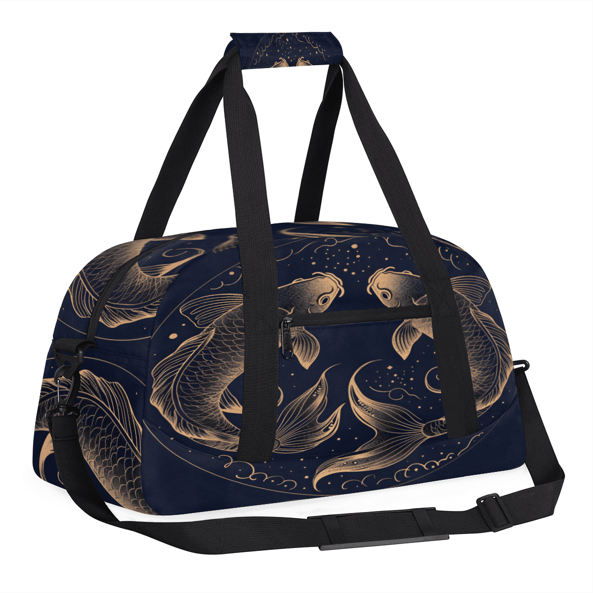 Herdesigns Zodiac Sports Duffle Bag for Women & Men, Pisces Vintage Fish Gym Bag Dance Bag Overnight Bag Carry On Weekender Travel Bag