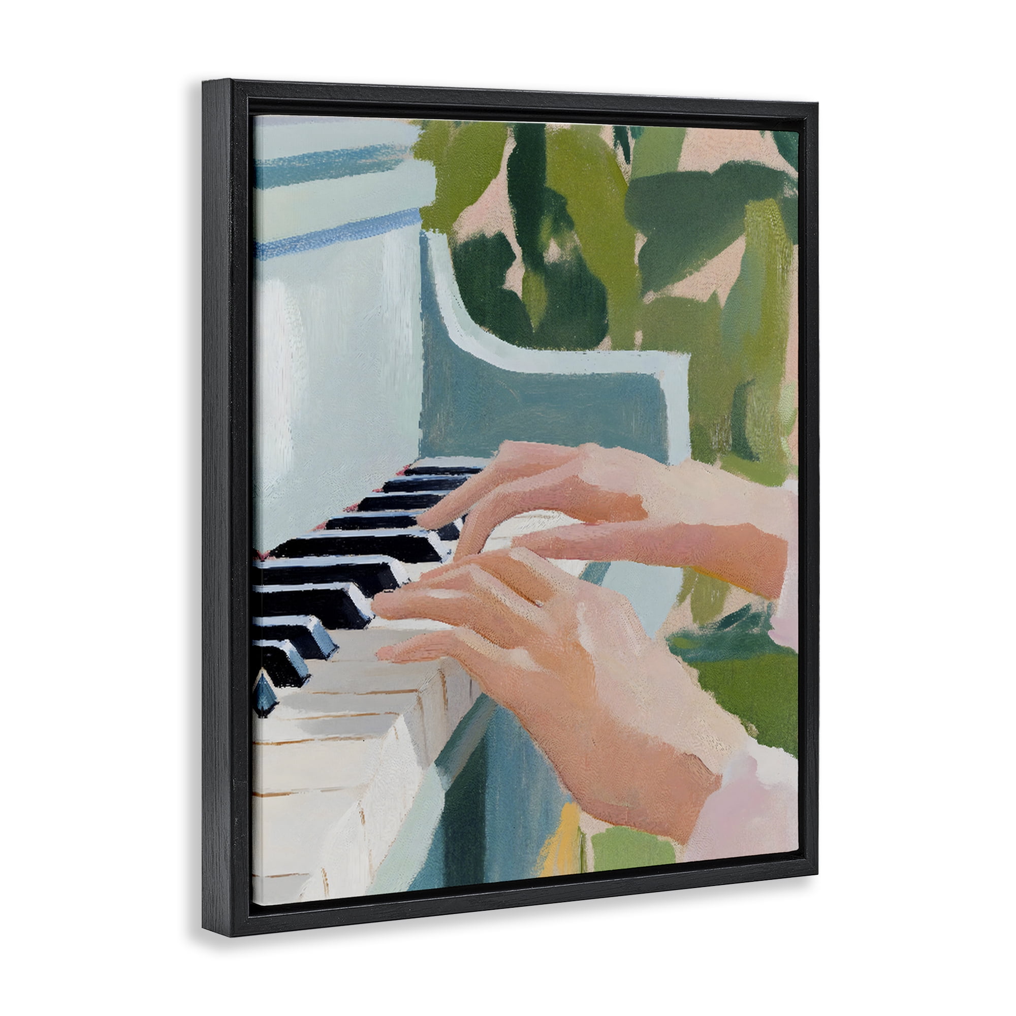 Stupell Industries Piano Hands in Sunlit Space Black Framed Floater Canvas Wall Art, design by The Prints Vibe