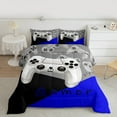 thumbnail image 2 of Manfei Gamer Gaming Lover Queen Comforter Set for Boys, Cartoon Game Console Bedding Comforter Set, Black Blue Reversible Bedding Set, Luxury Bedroom Decor, 3 Pieces, 2 of 8