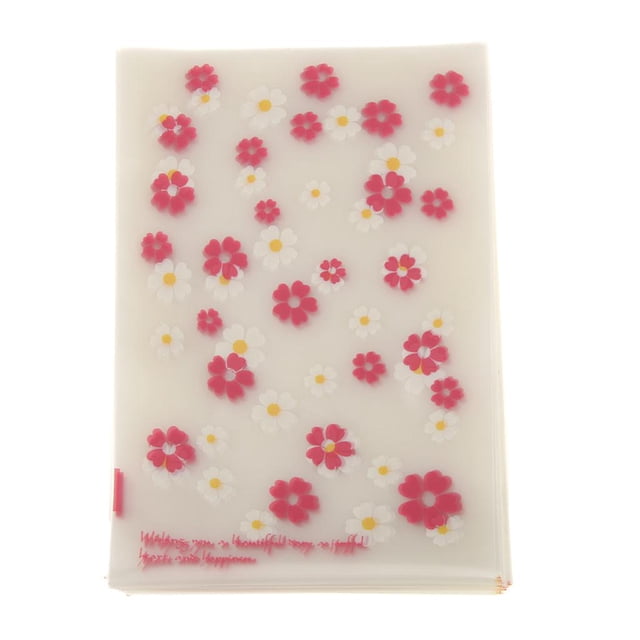 Abbracc 100 Chocolate Cookies Favor Candy Cello Bags Frosted Floral Pattern Pouch