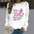 thumbnail image 2 of WREESH Women's Graphic Letter Pink Ribbon Sweatshirt Long Sleeve Breast Cancer Awareness Top White, 2 of 5