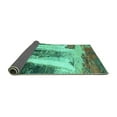 thumbnail image 2 of Ahgly Company Indoor Square Abstract Turquoise Blue Modern Area Rugs, 4' Square, 2 of 4