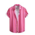 thumbnail image 2 of Swuxness Men's Short Sleeve Turndown Collar Shirt Stripe Print Beach Casual Lightweight Summer Top, 2 of 4