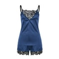 thumbnail image 5 of Gustave Women's Sexy Lingerie Lace Silky Sleepwear Cami Top and Shorts Pajamas Set V Neck Charming Nightwear (M/Blue), 5 of 9