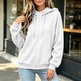 thumbnail image 4 of Plus Size Waffle Zip Up Hoodie Women Casual Drawstring Sweatshirt | Full Zip Closure, Casual Fall Wear, Stand Collar, Multiple Colors, Long Sleeve, Lightweight, No Pocket, White, XXL, 4 of 6