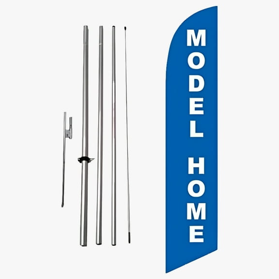Model Home Feather Banner Swooper Flag Kit, Includes 15 Foot Flag Pole and Steel Ground Stake  Feather Flag Nation