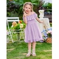 thumbnail image 3 of Oudiya Toddler Girl Tulle Dress Off Shoulder Sequin Summer Dresses Flutter Formal Birthday Party Princess Dress for Kids 1-6Y, 3 of 7