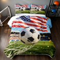thumbnail image 2 of Manfei Sports Football Twin Quilt Set, American Flag Twin Coverlet Set, Red White Green, Black Reversible 2pcs, 1 Bedspread and 1 Pillowcase, 2 of 7