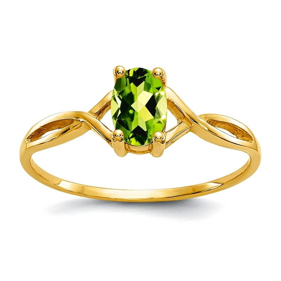 10k Yellow Gold Oval Prong set Polished Peridot Ring Size 6 Ring for Women