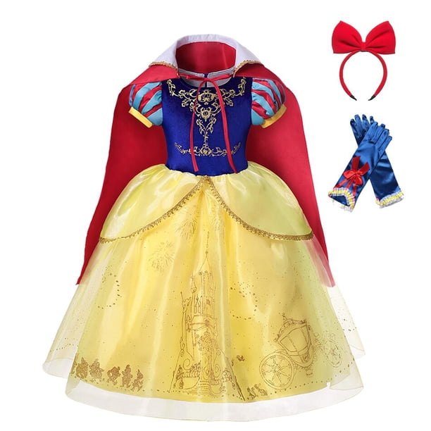Vestido de Blancanieves de Disney para niñas, disfraz de princesa con capa, vestido de baile de encaje para Halloween, ropa de fiesta de cumpleaños para niños Fivean unisex