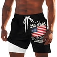 thumbnail image 2 of Mens Swim Trunks American 250th Celebration Flag Print 2 Layer Swim Shorts Beachwear for Men Black XL, 2 of 4
