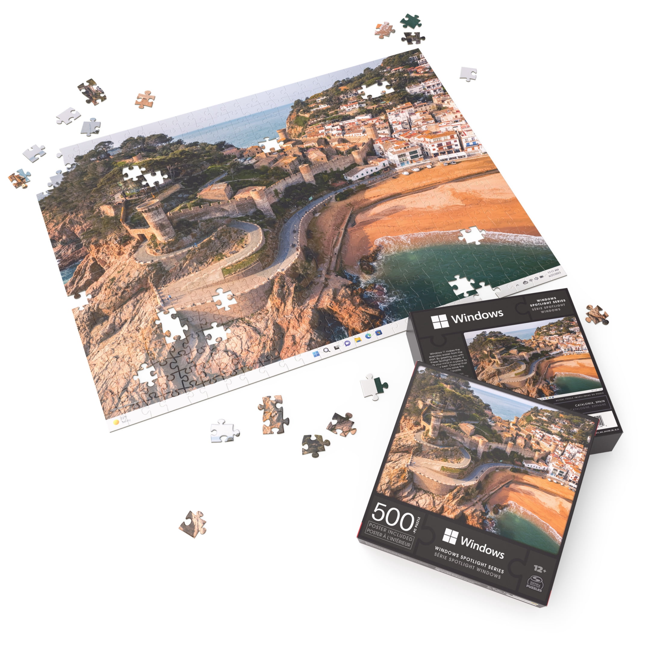 Spin Master Puzzles, Microsoft Windows Spotlight Series 500-Piece Puzzle Catalonia Spain with Poster Jigsaw Puzzle, for Adults and Kids Ages 8 and up